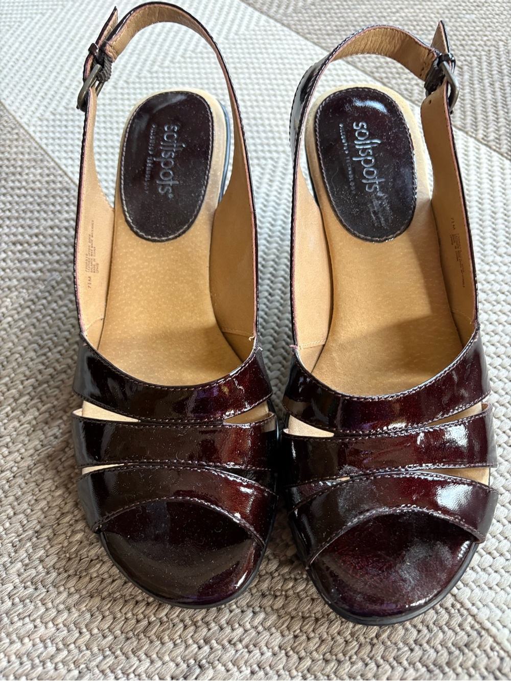 Softspots Women's Chocolate Patent Slingback Sandals